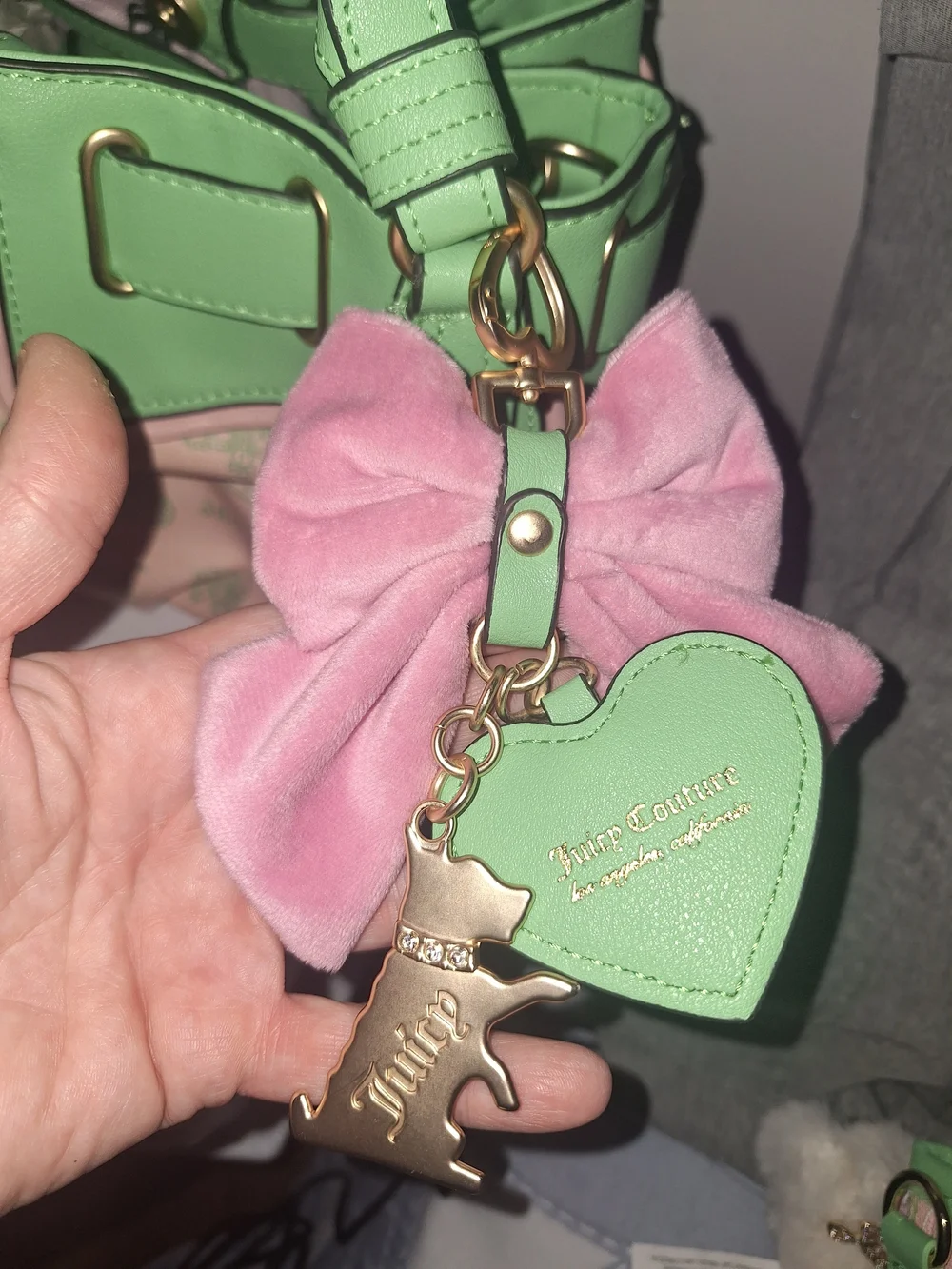 Juicy Couture Pink & Mint Green Bow-Accent Satchel Bag - Picture 5 of 8